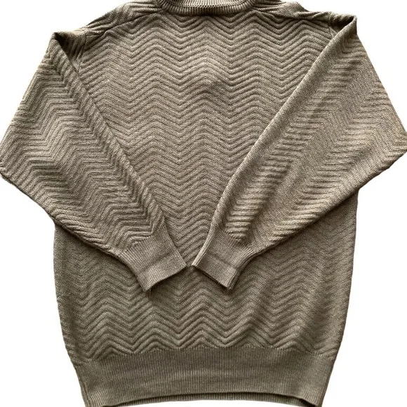 Vintage Gabicci Mens Wool Mix Jumper Taupe M Mountaineering Motif Pullover Retro - Picture 3 of 8